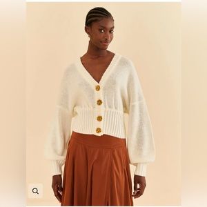 NWT Farm Rio Off-White Bubble Knit Cardigan SZ XS